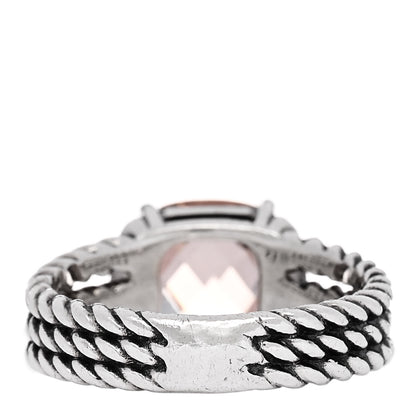 David Yurman Sterling Silver Diamond Morganite 10mm Petite Wheaton Ring 53 6.25 4 of 5
