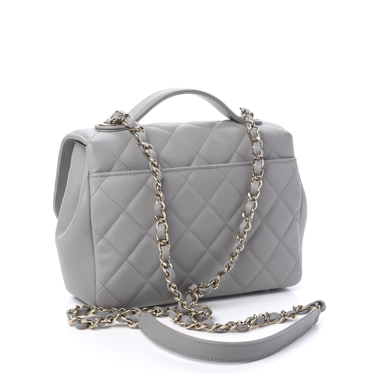 Caviar Quilted Medium Business Affinity Flap Grey