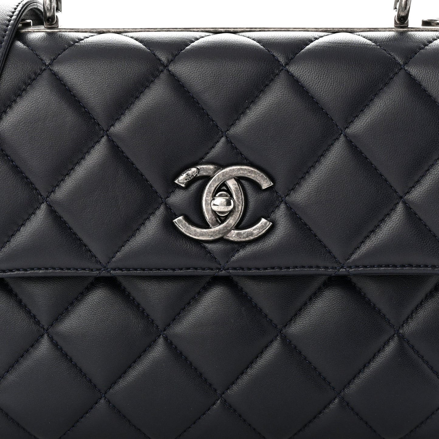 Lambskin Quilted Small Trendy CC Dual Handle Flap Bag Navy