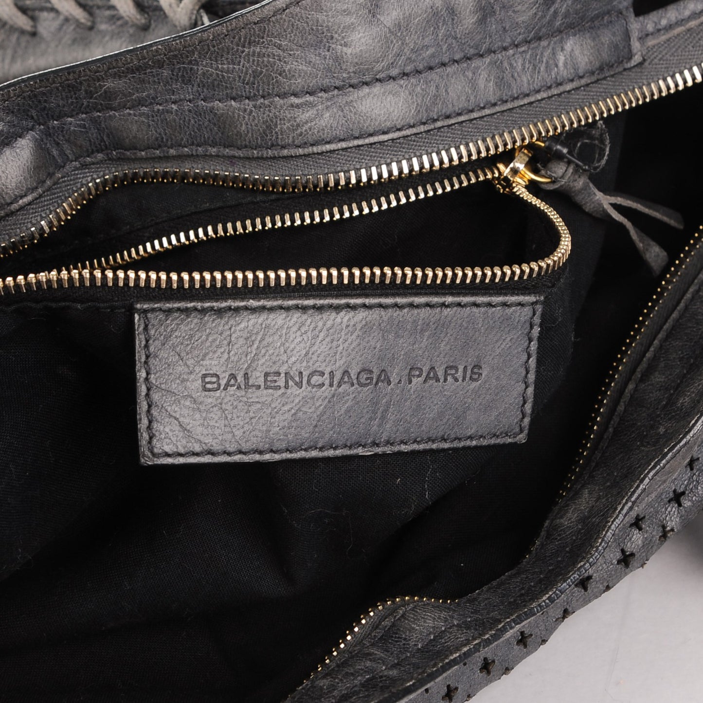 Agneau Laser Cut Cross Classic Gold Hardware City Grey