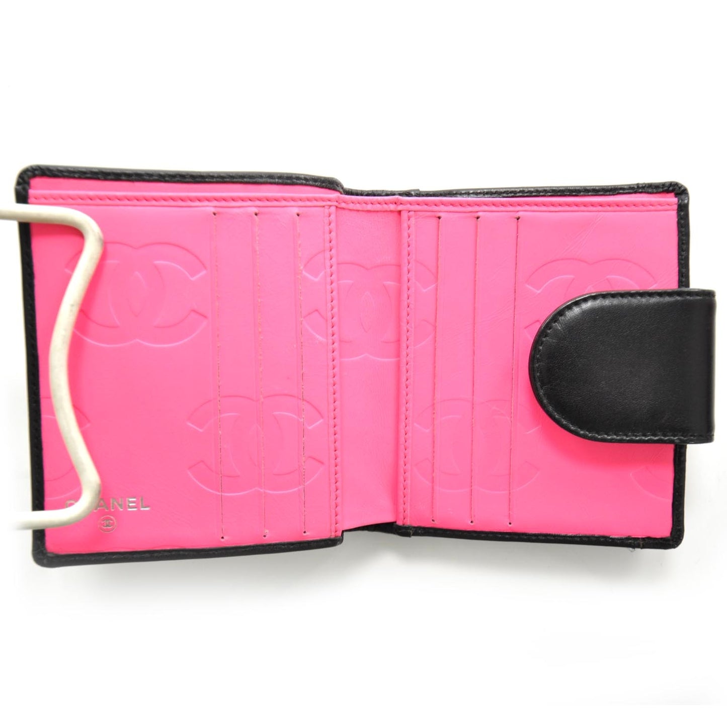 Calfskin Quilted Cambon Bi-Fold Wallet Black White