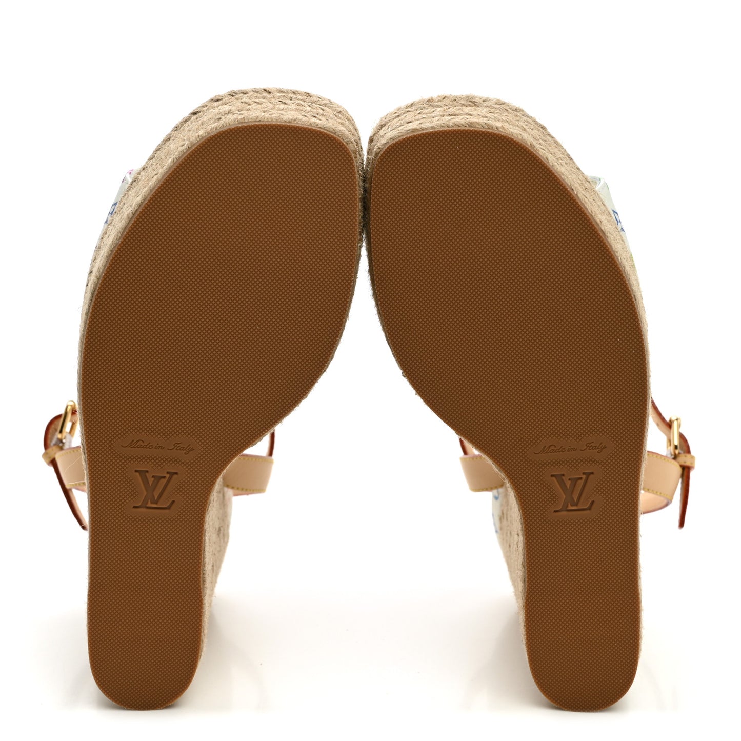 LV X TM Monogram Multicolor Helios Wedge Sandals 37 White