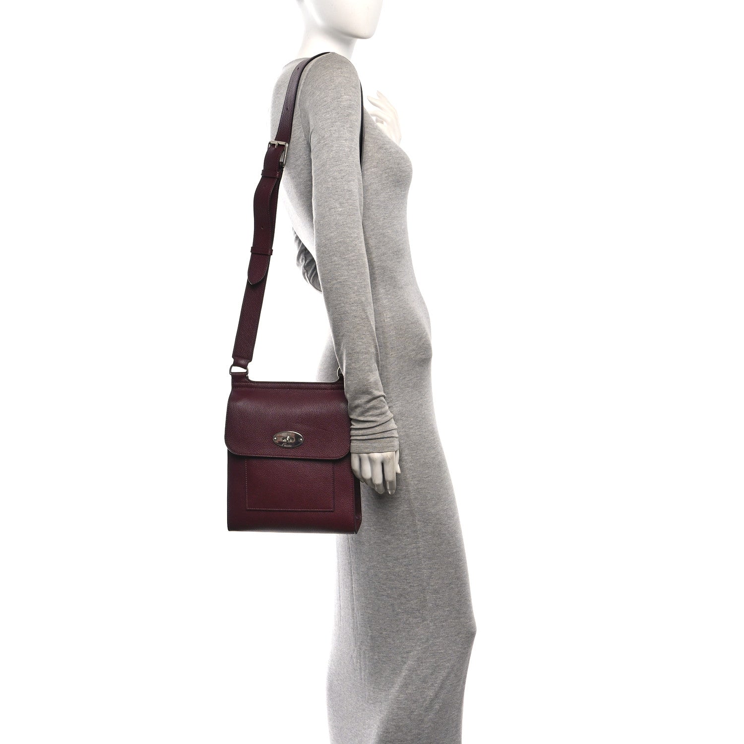 Mulberry Small Classic Grain Calfskin Antony Messenger Crossbody Black Cherry 2 of 13