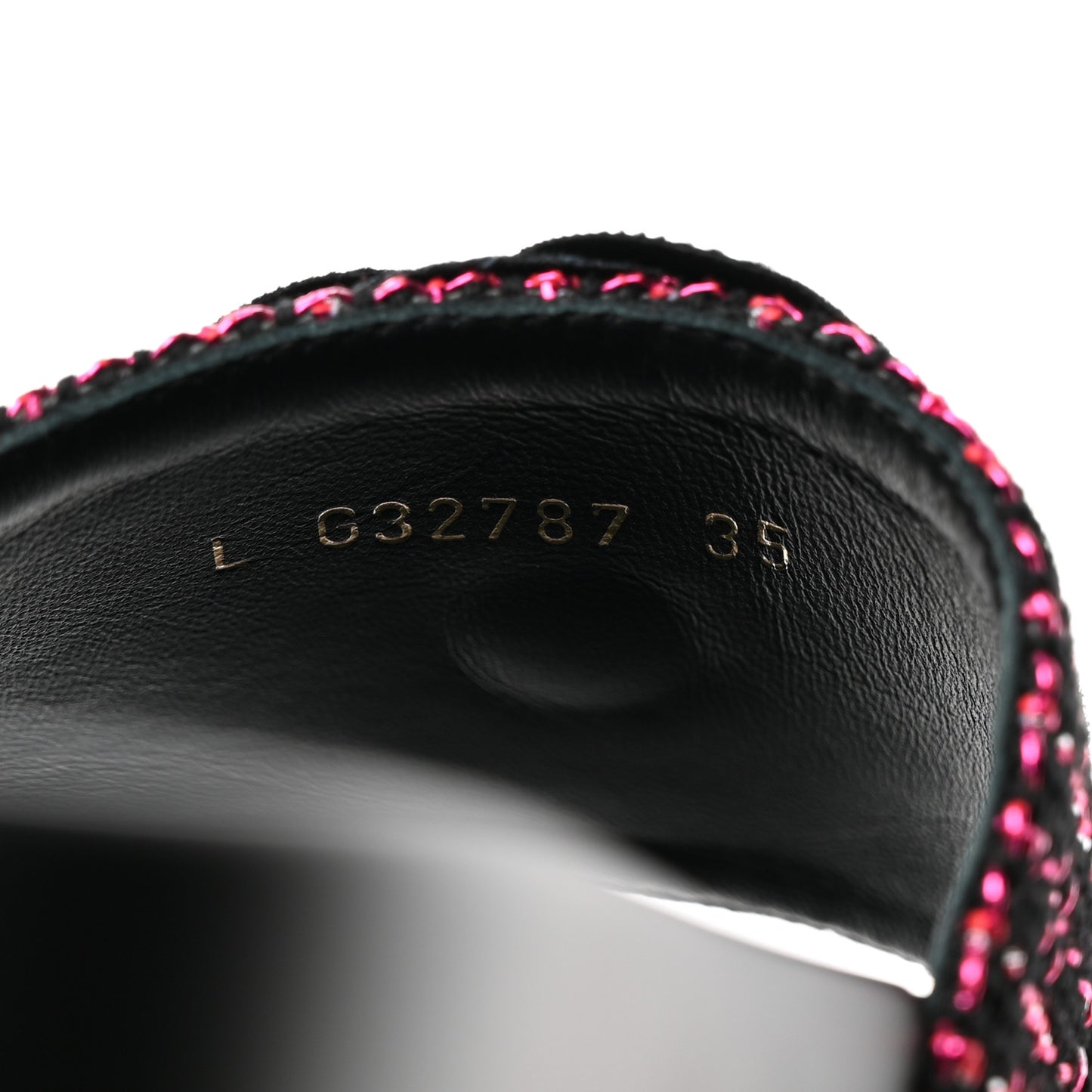 Tweed Grosgrain Camellia CC Flat Mules 35 Black Pink
