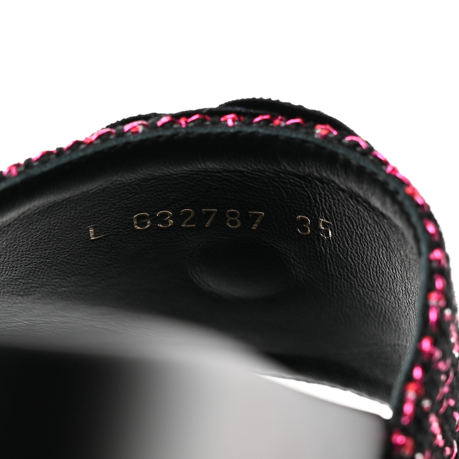Chanel Tweed Grosgrain Camellia CC Flat Mules 35 Black Pink 7 of 8