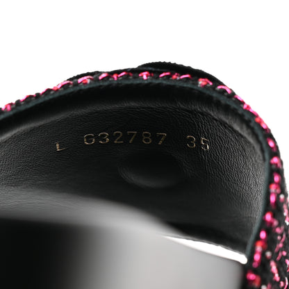 Chanel Tweed Grosgrain Camellia CC Flat Mules 35 Black Pink 7 of 8