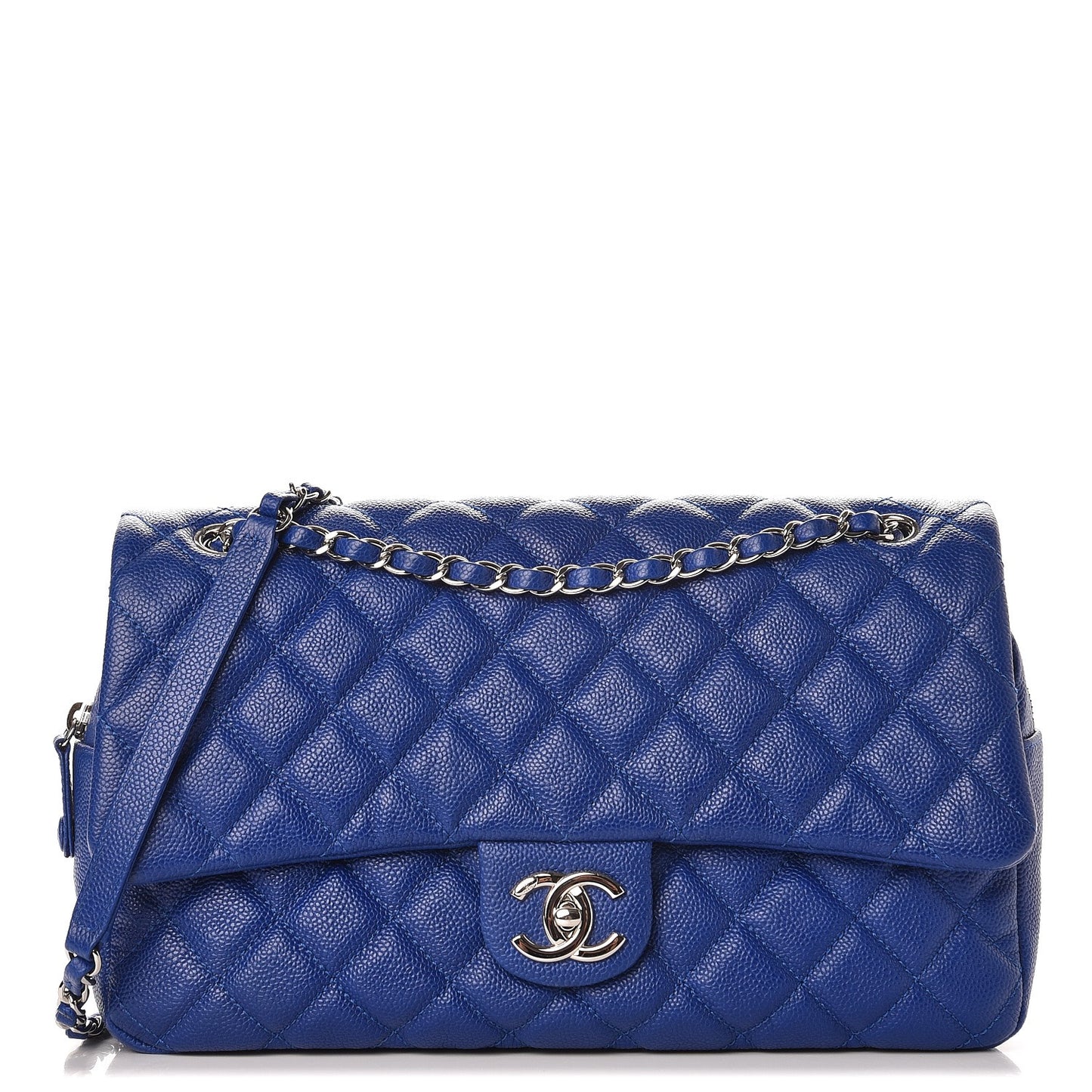Caviar Quilted Jumbo Easy Flap Blue
