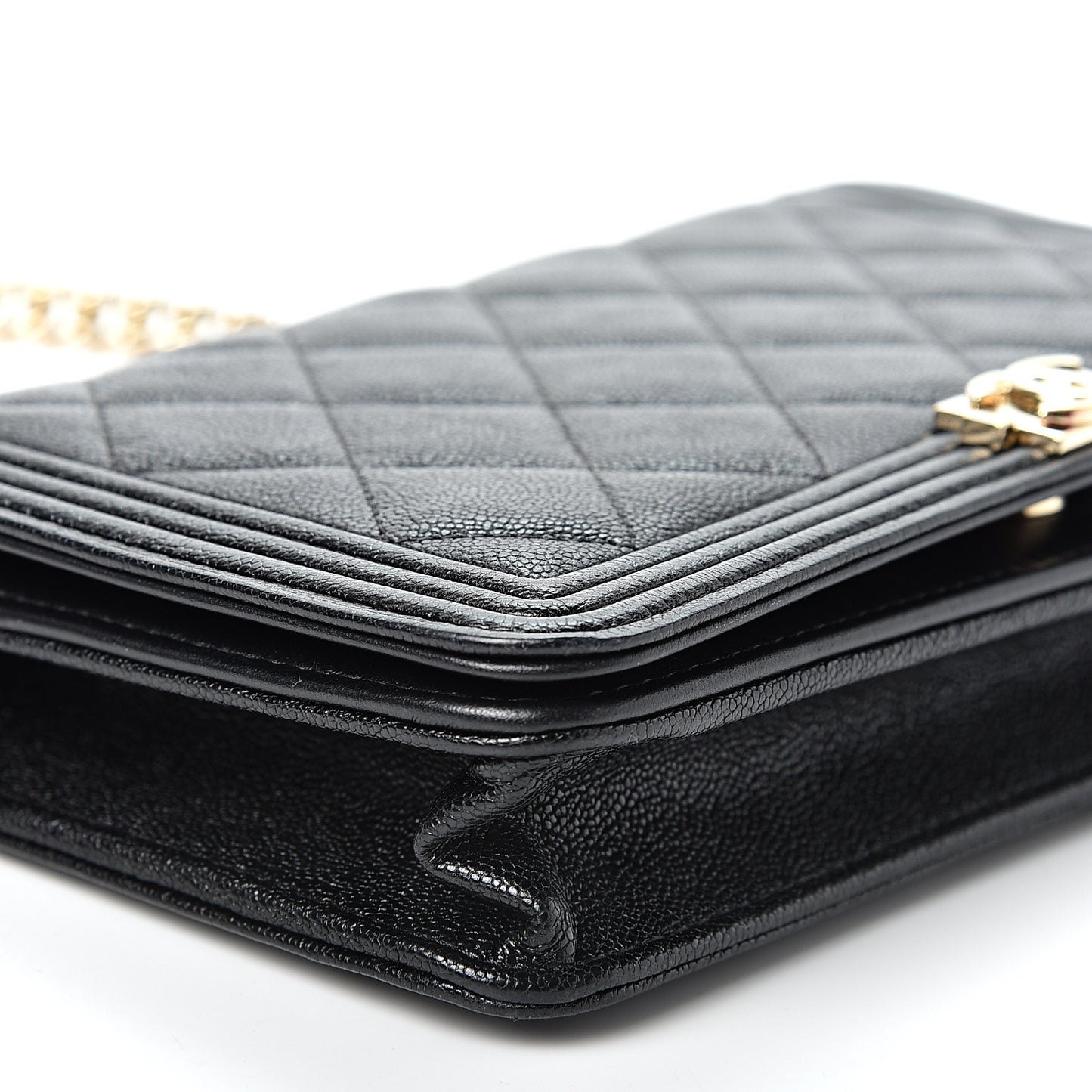 Caviar Quilted Boy Wallet On Chain WOC Black