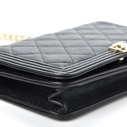 Chanel Caviar Quilted Boy Wallet On Chain WOC Black 9 of 11