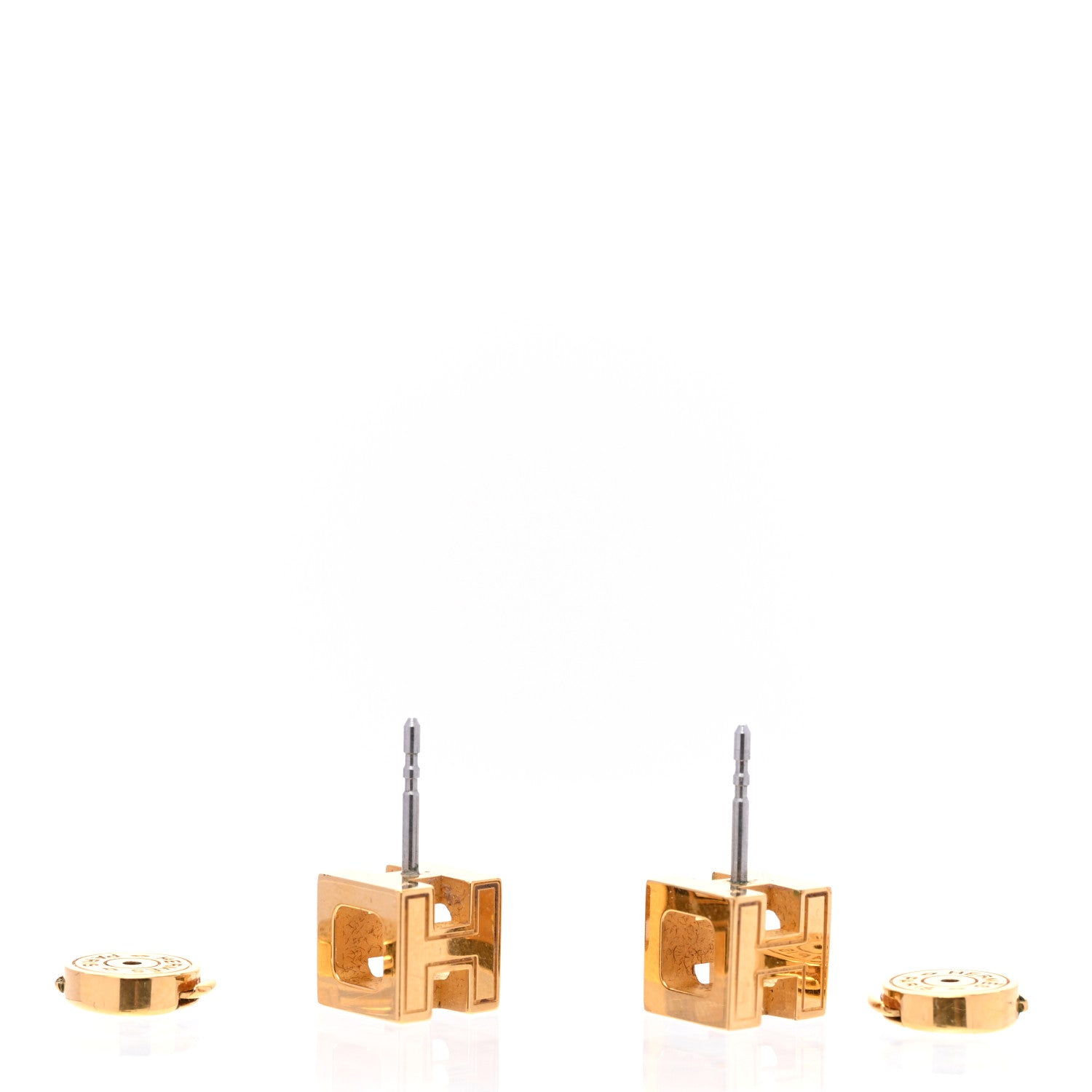 Hermes Gold Lacquered Cage d'H Earrings Ecru 4 of 5