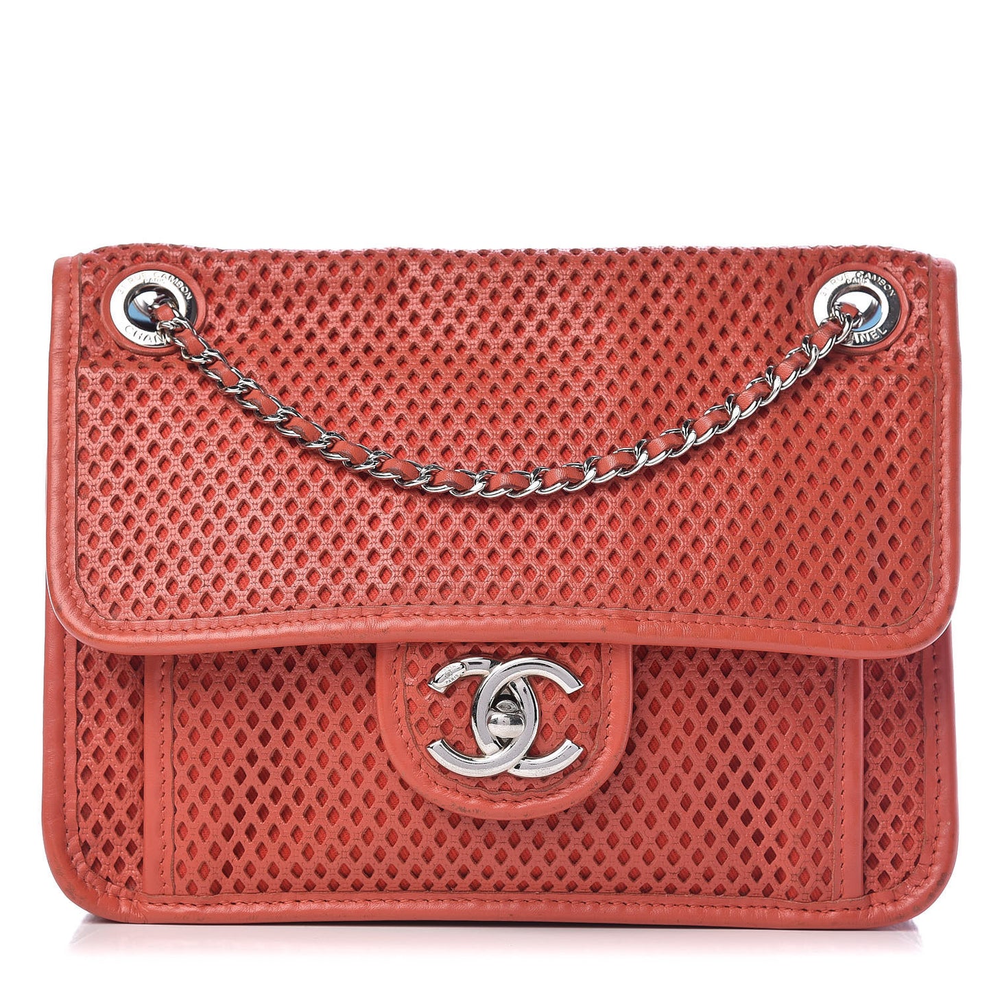 Perforated Calfskin Small Up In The Air Flap Red