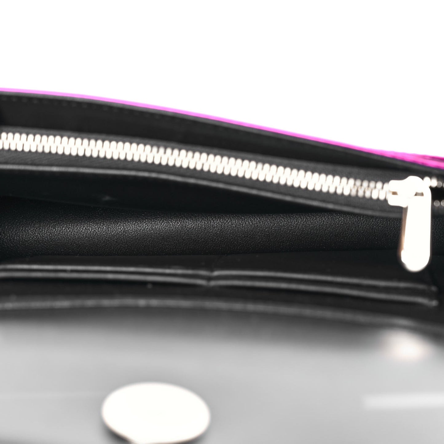 Patent Micro-Cannage Diorama Wallet on Chain Pouch Fuchsia