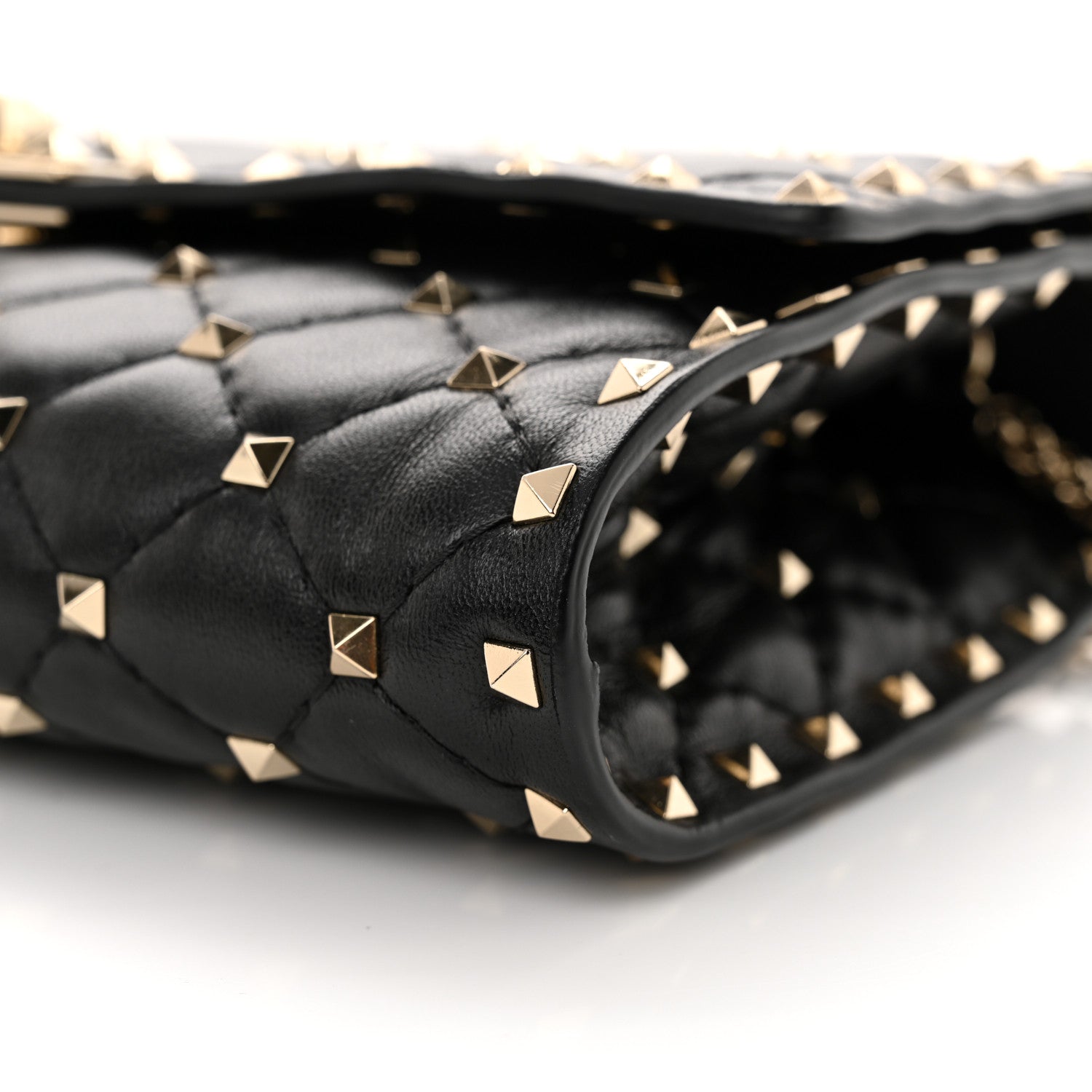 Valentino Garavani Lambskin Rockstud Spike Wallet on Chain Black 10 of 10