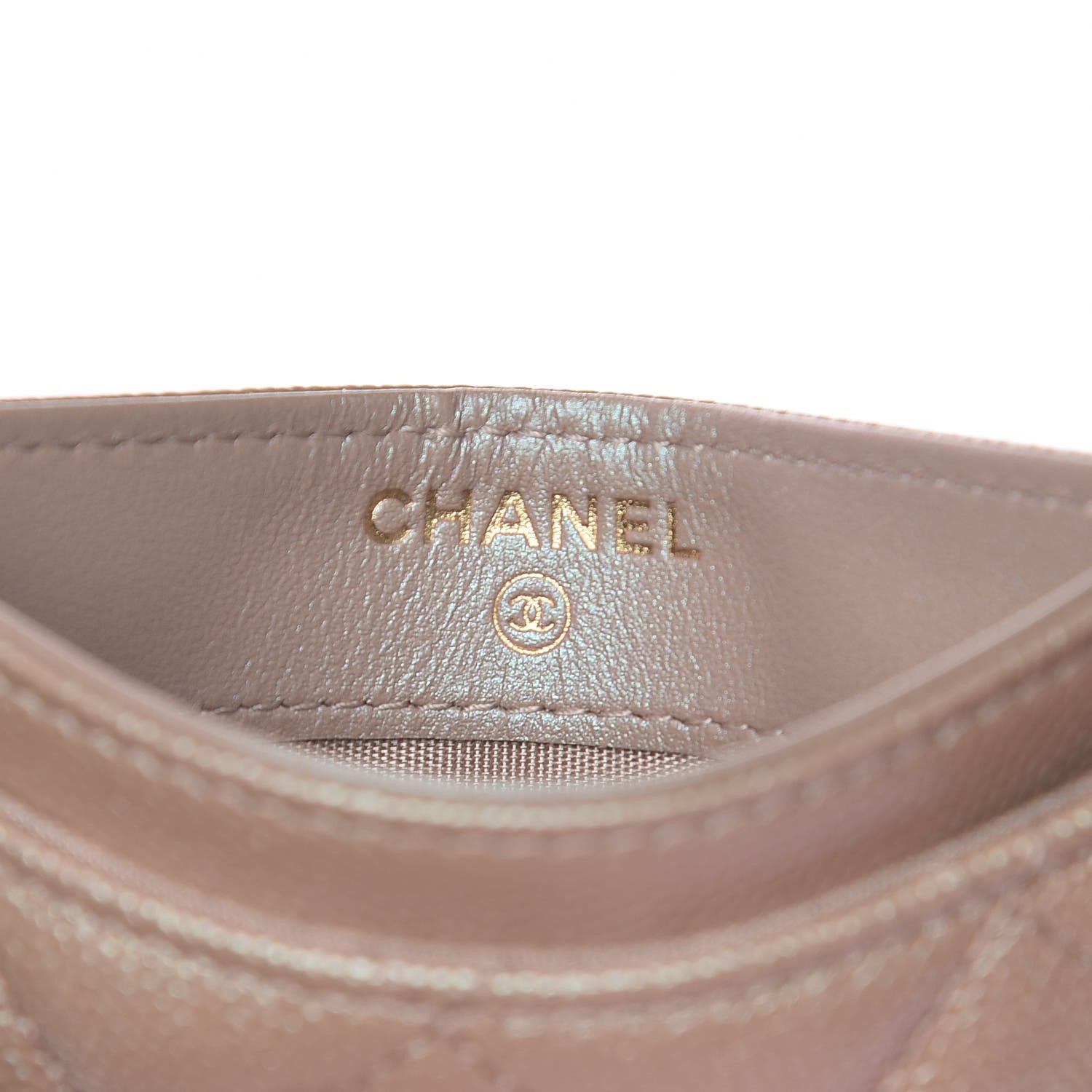 Chanel Iridescent Caviar Quilted Card Holder Beige 6 of 9