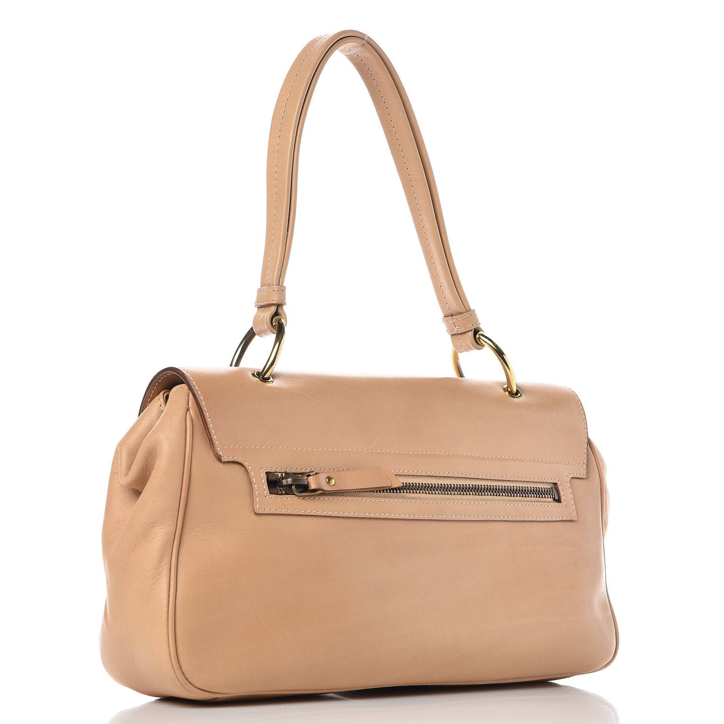 Calfskin Flap Shoulder Bag Beige