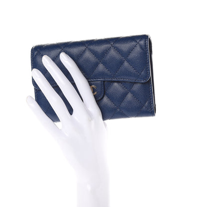 Chanel Caviar Quilted Medium Flap Wallet Dark Blue 2 of 8