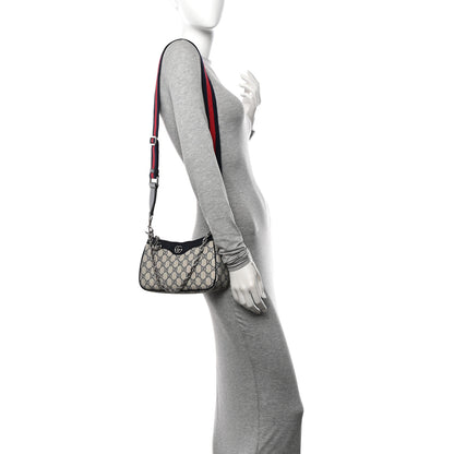 Gucci GG Supreme Monogram Textured Dollar Calfskin Web Small Ophidia GG Handbag Beige Blue 2 of 10