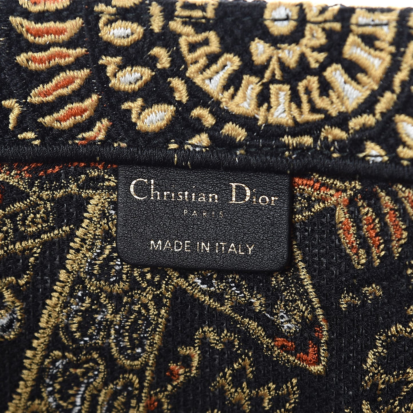 Canvas Embroidered Dior Animals Giraffe Book Tote Yellow Multicolor