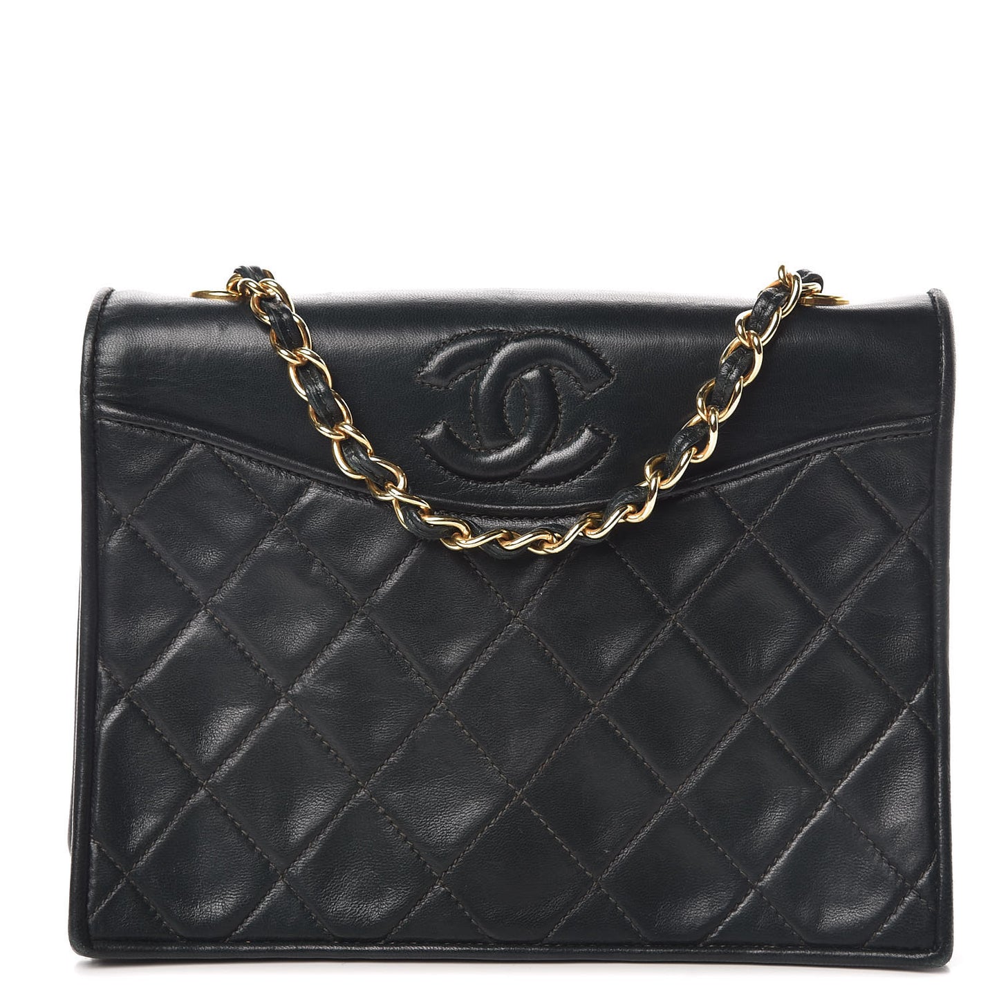 Lambskin Quilted Small Single Flap Black