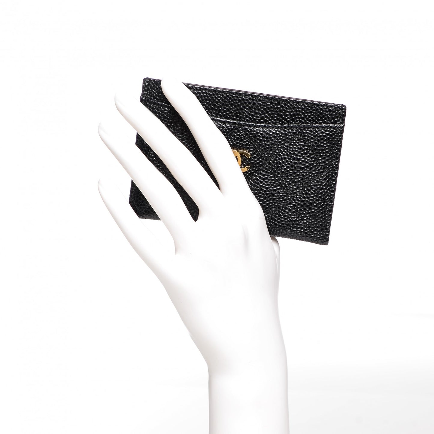 Caviar Quilted Card Holder Black