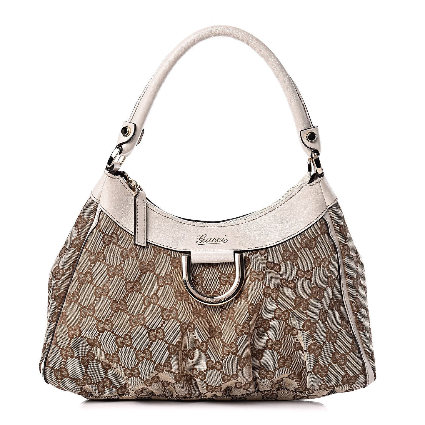 Monogram Medium D Gold Ring Hobo White