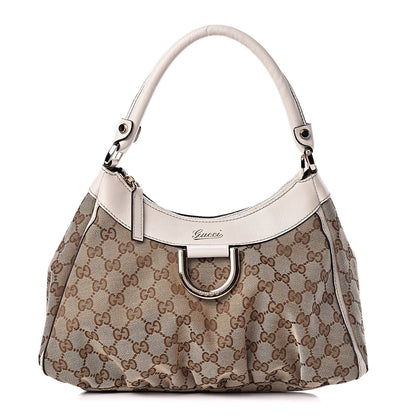 Gucci Monogram Medium D Gold Ring Hobo White 1 of 11