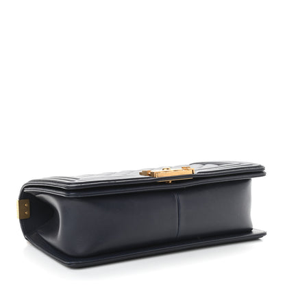 Chanel Calfskin Medium Boy Logo Top Handle Flap Navy 4 of 10