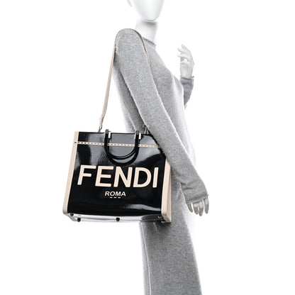 Fendi Patent Plexiglass Medium Fendi Sunshine Shopper Tote Black Ice White 2 of 9