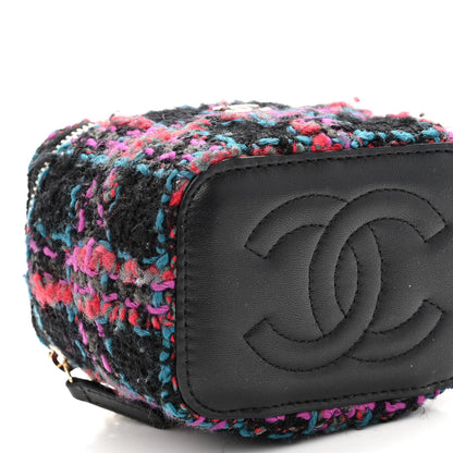 Chanel Tweed Quilted Mini Vanity Case With Chain Black 9 of 10