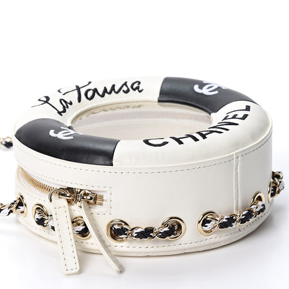 Chanel Lambskin Coco Lifesaver Round Bag Black White 3 of 10
