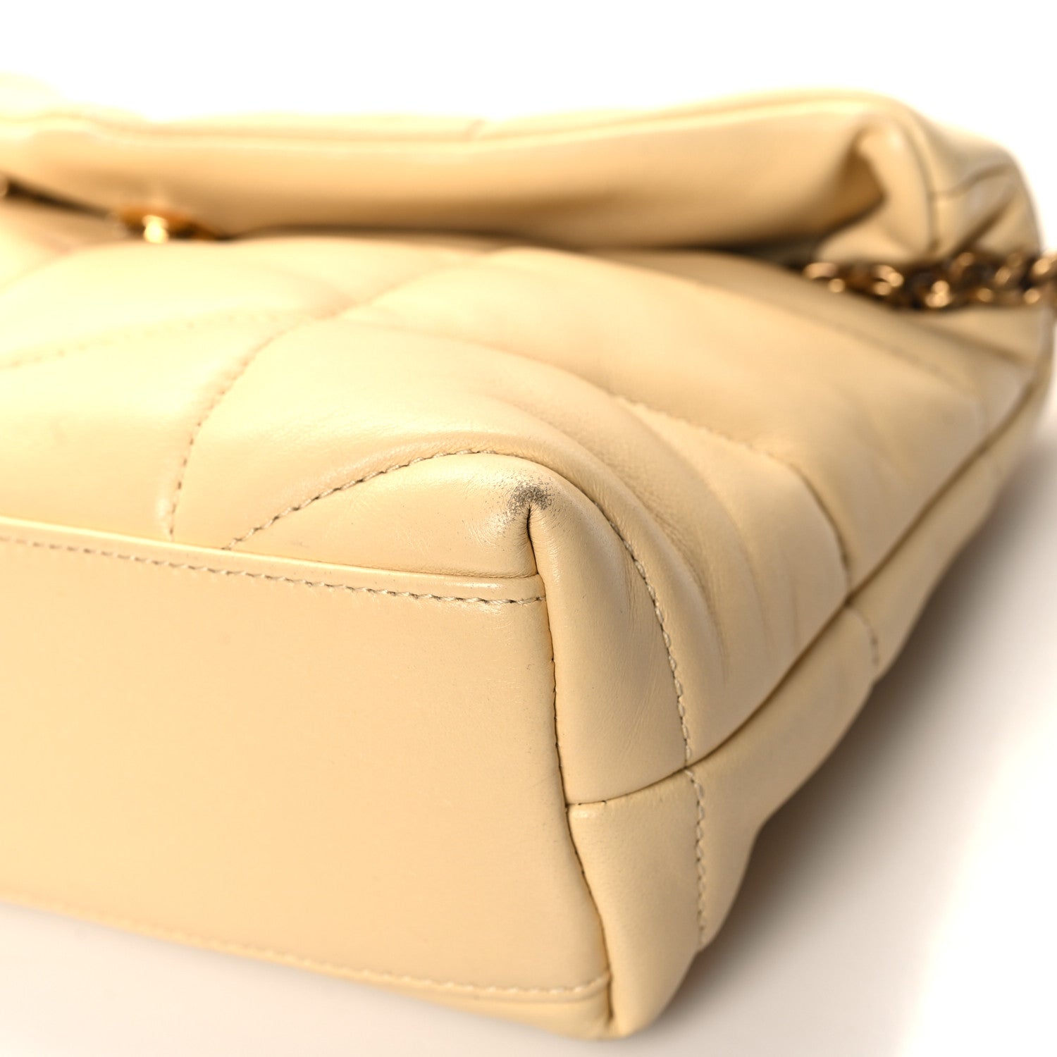 Saint Laurent Lambskin Quilted Toy Loulou Puffer Monogram Chain Satchel Jaune Pale 10 of 13