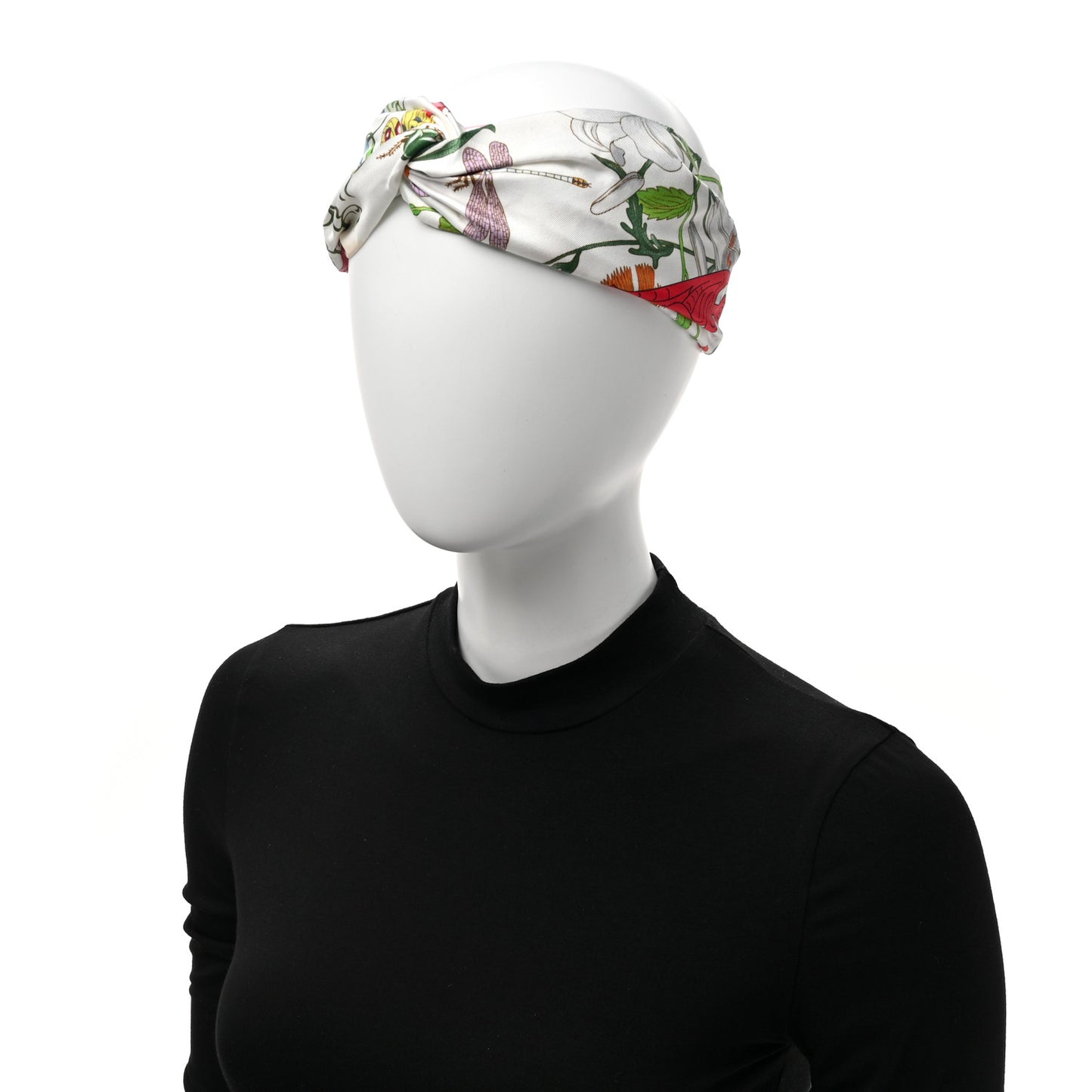 Silk Floral Headband S White Multicolor