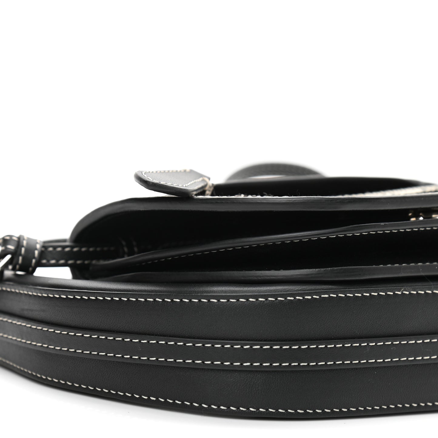 Canvas Horseferry Print Double Olympia Shoulder Bag Black