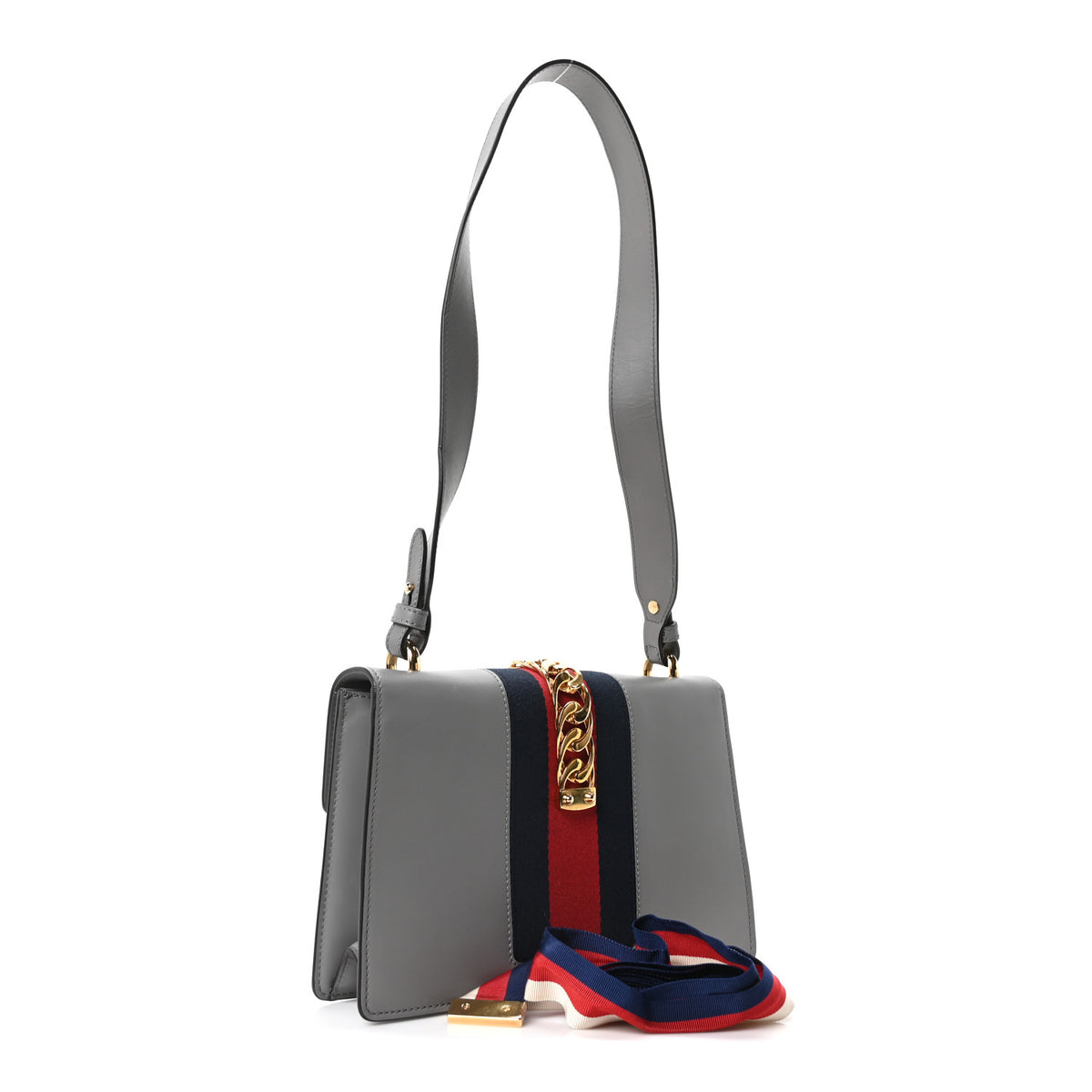 Calfskin Small Sylvie Shoulder Bag Deep Grey