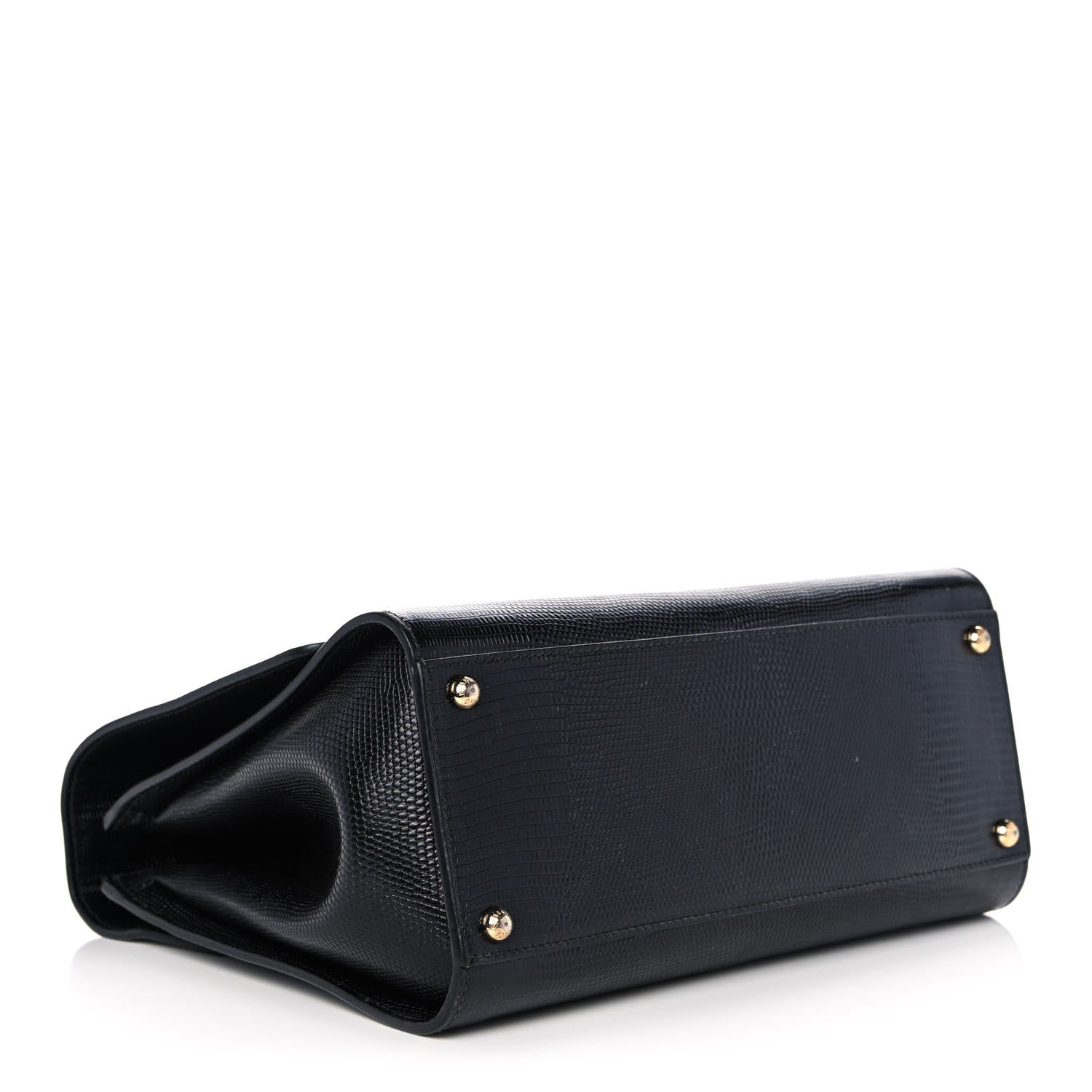 Dolce & Gabbana Lizard Calfskin Embossed Medium Monica Top Handle Bag Black 4 of 12