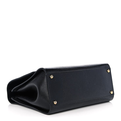 Dolce & Gabbana Lizard Calfskin Embossed Medium Monica Top Handle Bag Black 4 of 12
