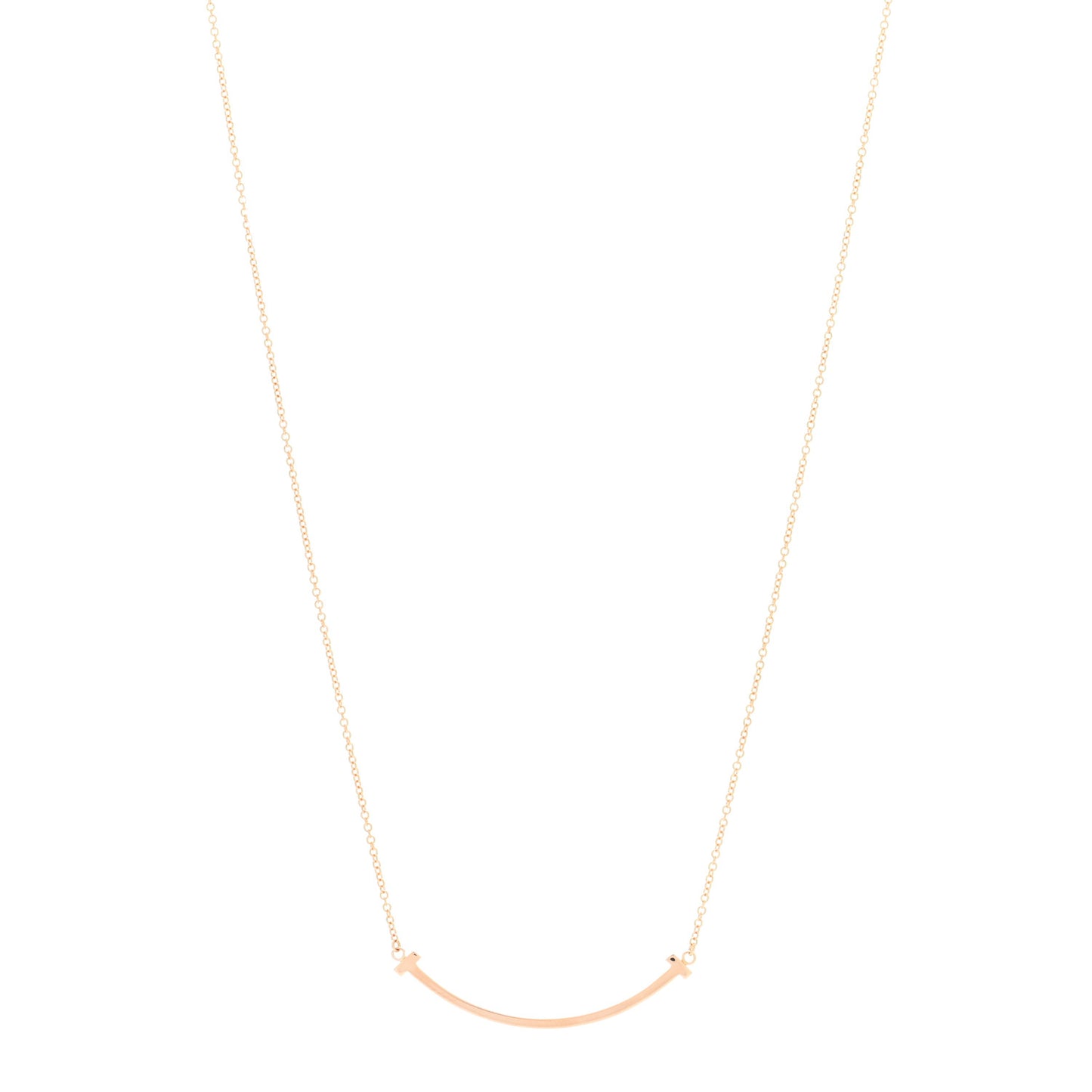 18K Rose Gold Small T Smile Pendant Necklace