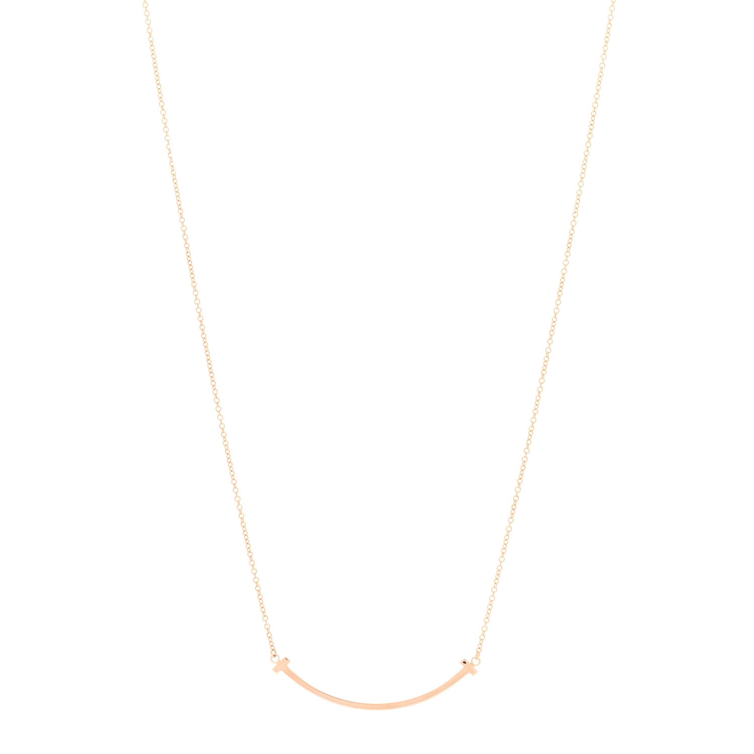Tiffany 18K Rose Gold Small T Smile Pendant Necklace 1 of 6
