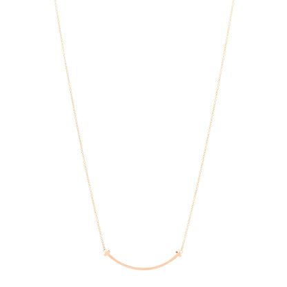Tiffany 18K Rose Gold Small T Smile Pendant Necklace 1 of 6
