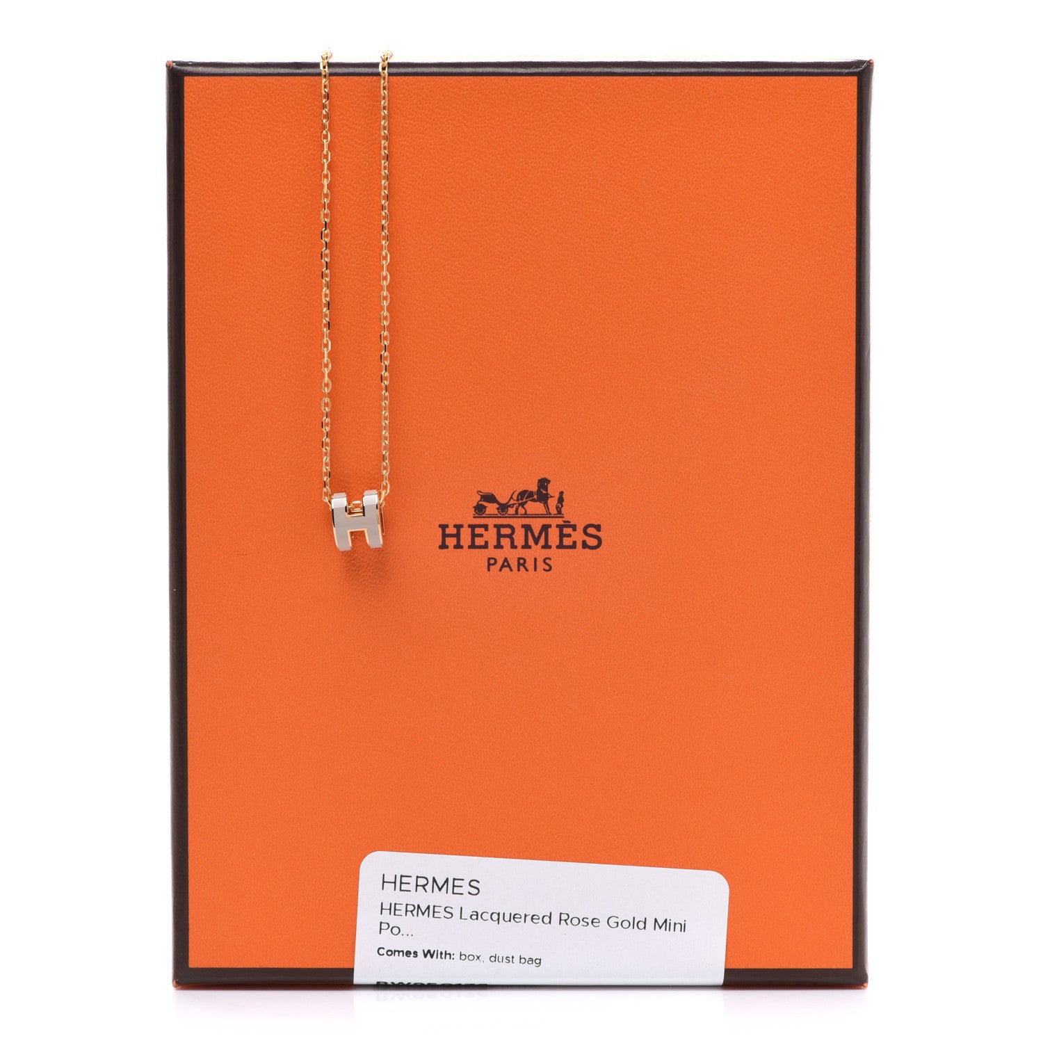 Hermes Lacquered Rose Gold Mini Pop H Pendant Necklace Marron Glace 8 of 8