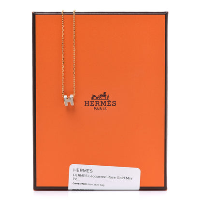 Hermes Lacquered Rose Gold Mini Pop H Pendant Necklace Marron Glace 8 of 8