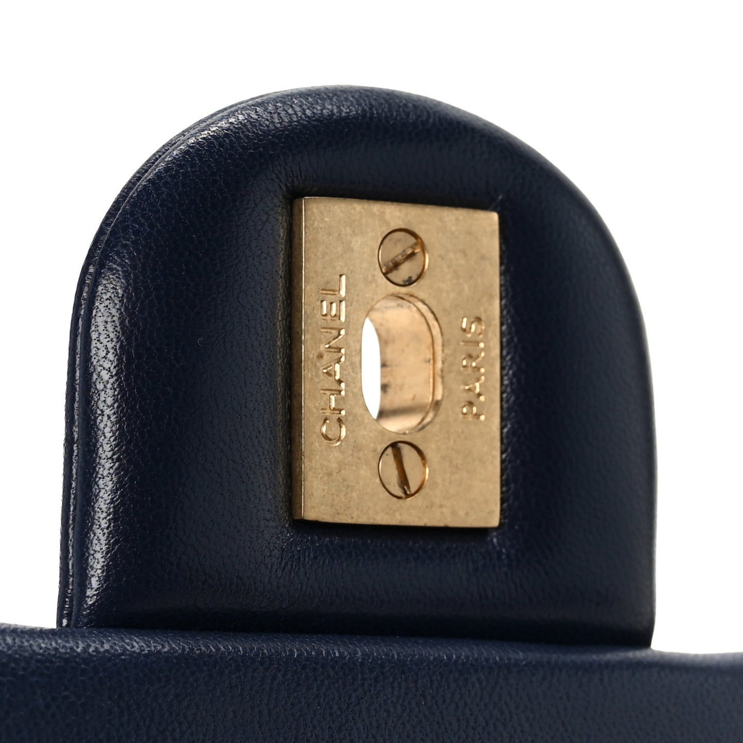 Lambskin Quilted Mini Pearl Crush Rectangular Flap Navy Blue
