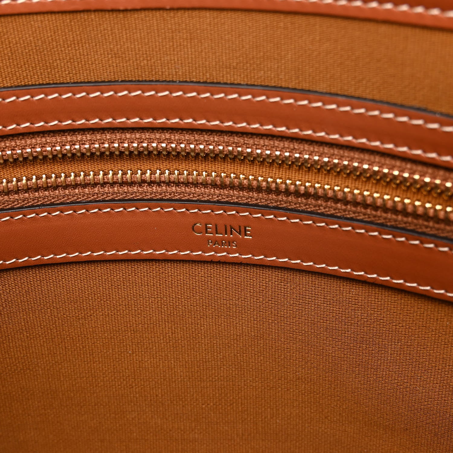 Celine Triomphe Canvas Calfskin Horizontal Cabas Tan 6 of 13