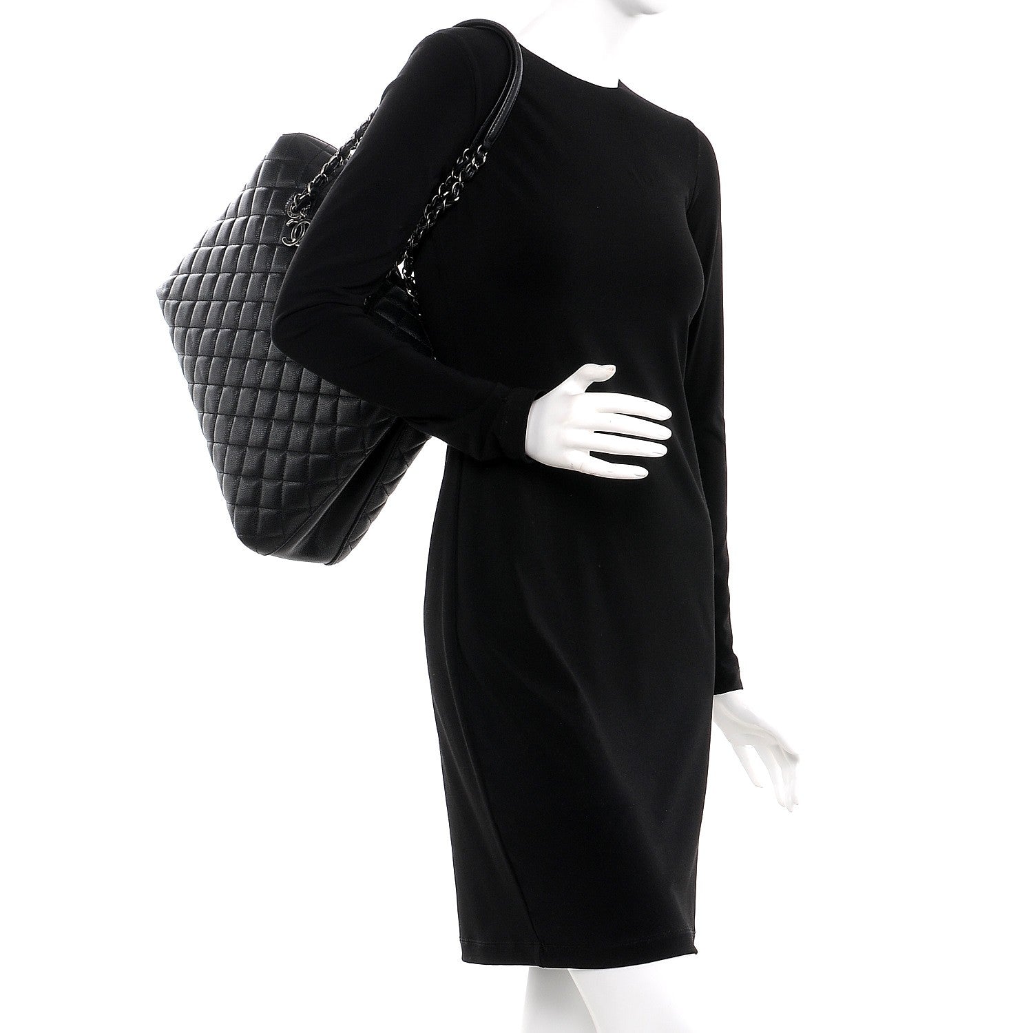 Chanel Caviar Quilted City Shopping Tote Black 2 of 8