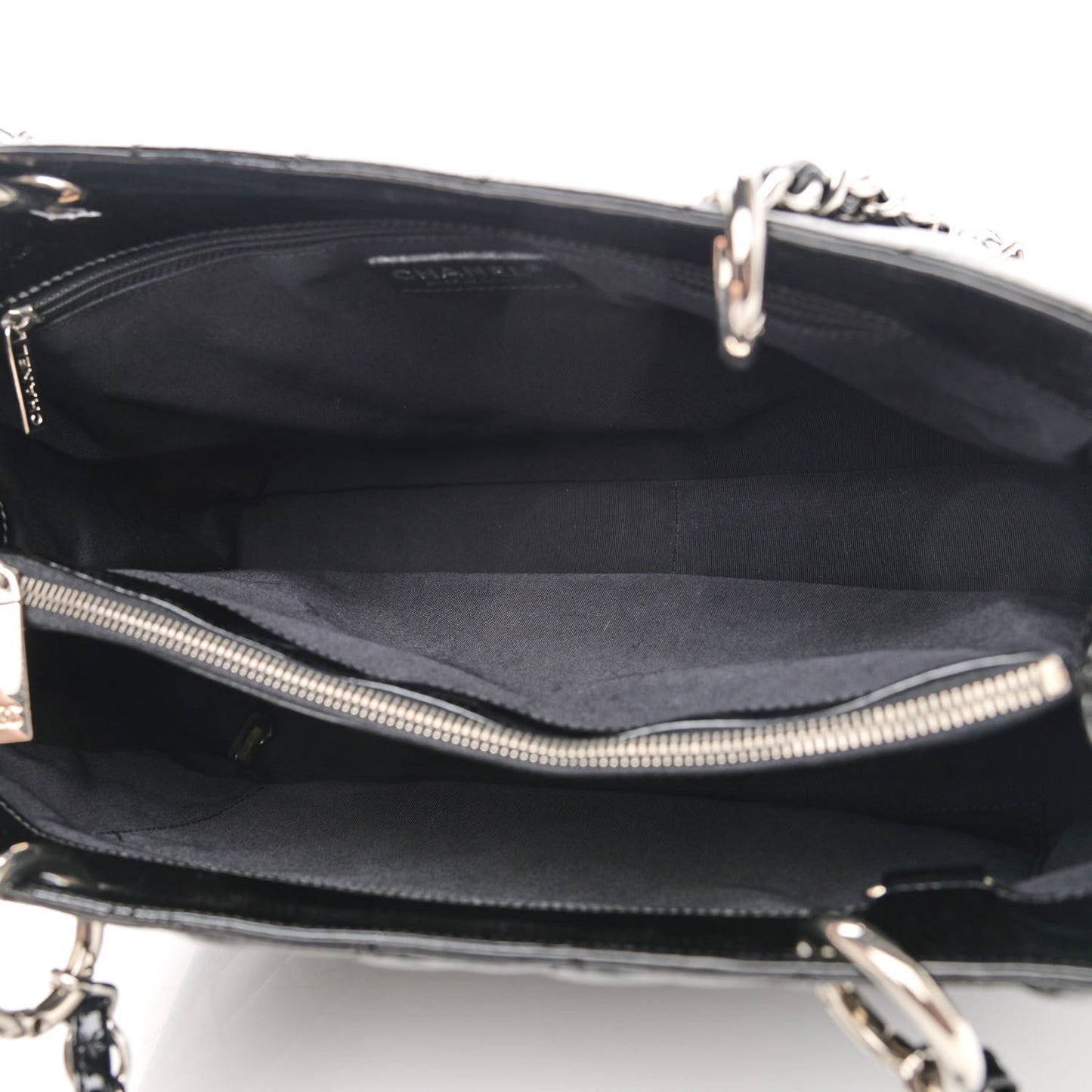 Patent Quilted Grand Shopping Tote GST Black