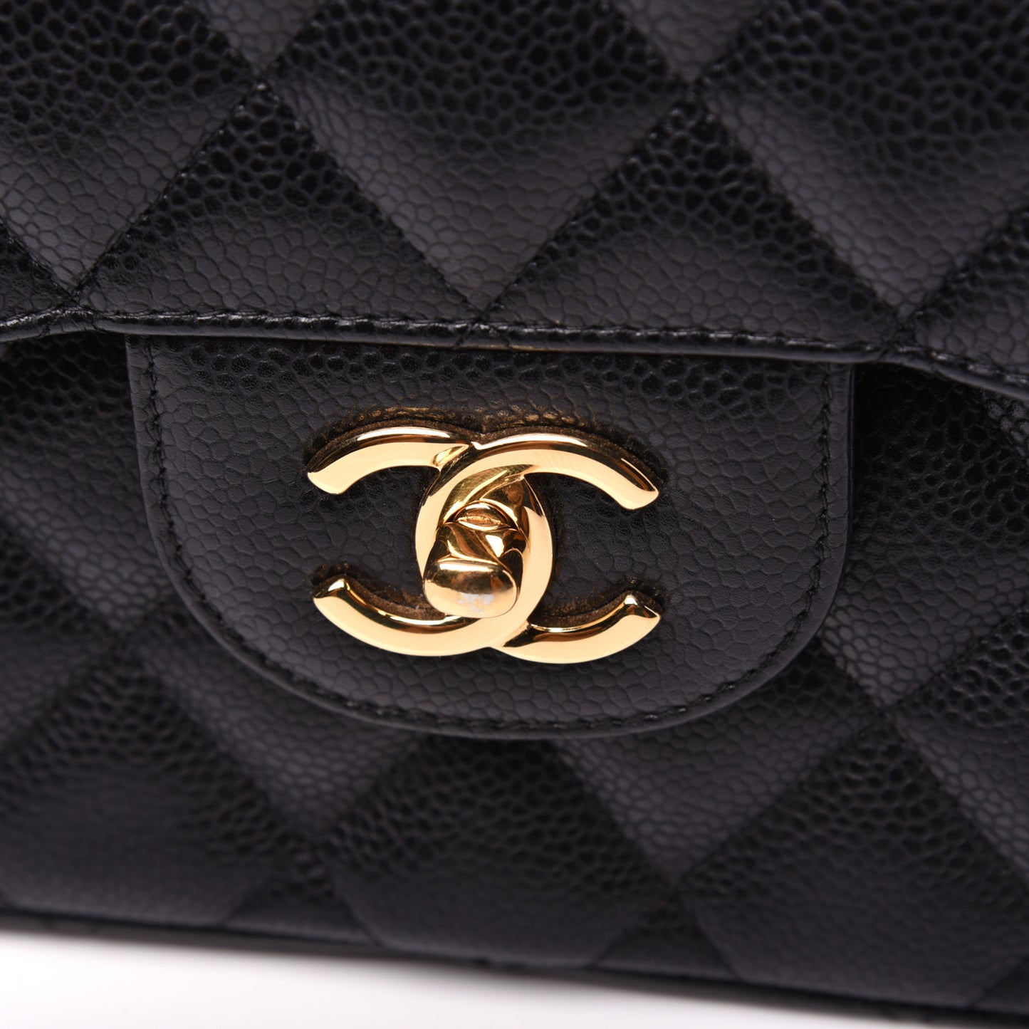 Caviar Quilted Jumbo Double Flap Black