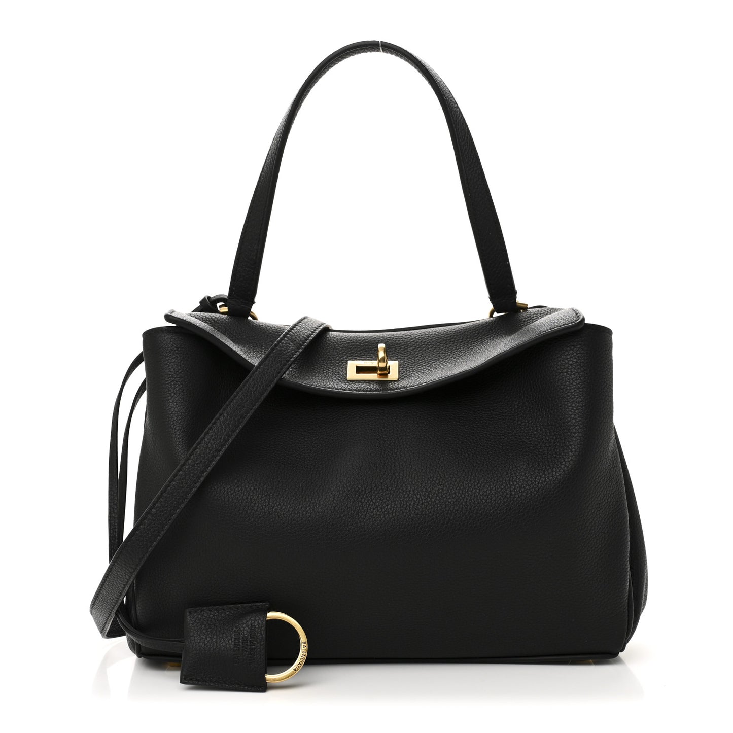 Grained Calfskin Small Rodeo Top Handle Handbag Black