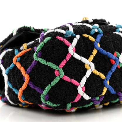 Chanel Tweed Diamond Threaded Mini Square Pearl Crush Flap Black Multicolor 9 of 10