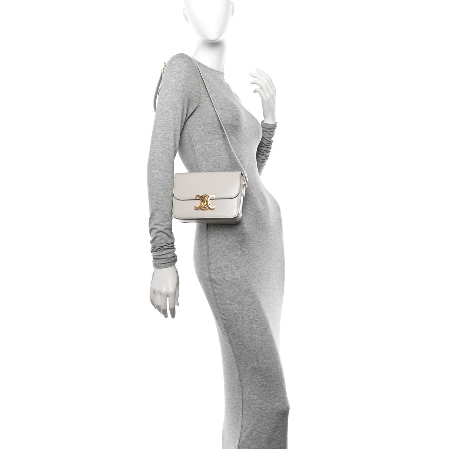 Shiny Calfskin Teen Triomphe Chalk