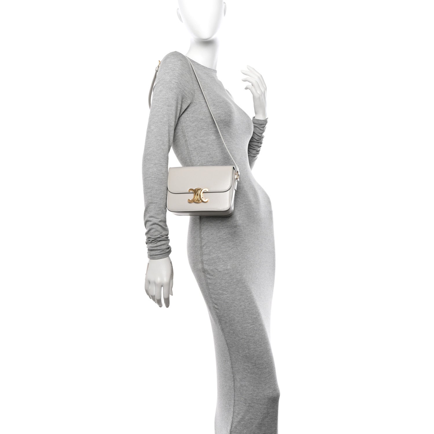 Celine Shiny Calfskin Teen Triomphe Chalk 2 of 10